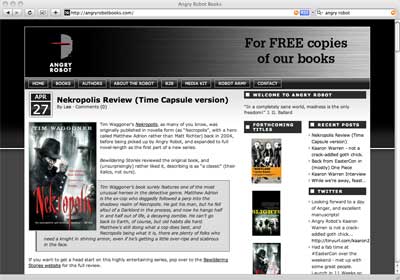 Angry Robot Books website